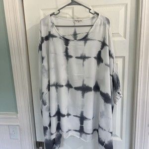 Natural Impressions TYE DYE  Blouse Shirt Kaftan Tunic Beach Cover Up, ONE SZ